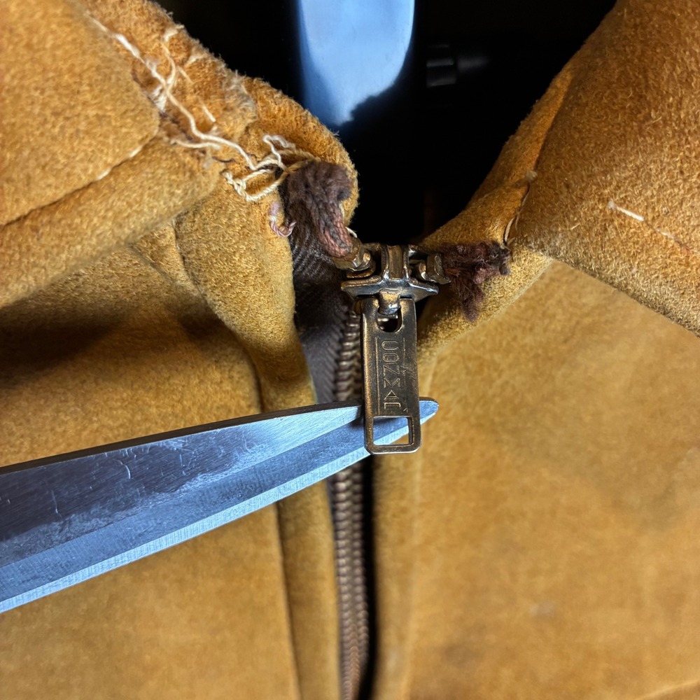 True Vintage 1940s 50s Western Buckskin Fringe‎ Jacket Conmar rectangular zip - Picture 7 of 16